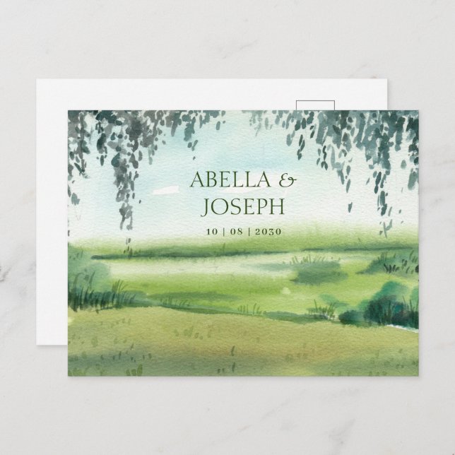Landscape nature grass trees wedding  invitation postcard (Front/Back)