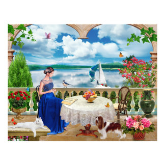 Landscape nature Mountain Woman cat dog pets Poste Photo Print