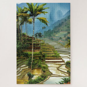 landscape nature palms mountains painting art rice jigsaw puzzle