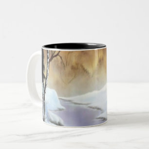 landscape nature snow snowday winter Two-Tone coffee mug