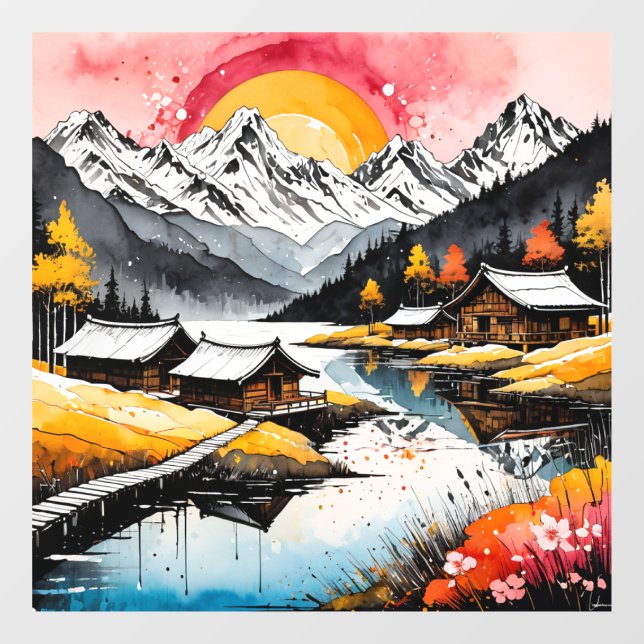 Landscape nature sunset lake Mountain  (Sheet)