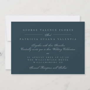 Landscape Navy Formal Calligraphy Elegant Wedding Invitation