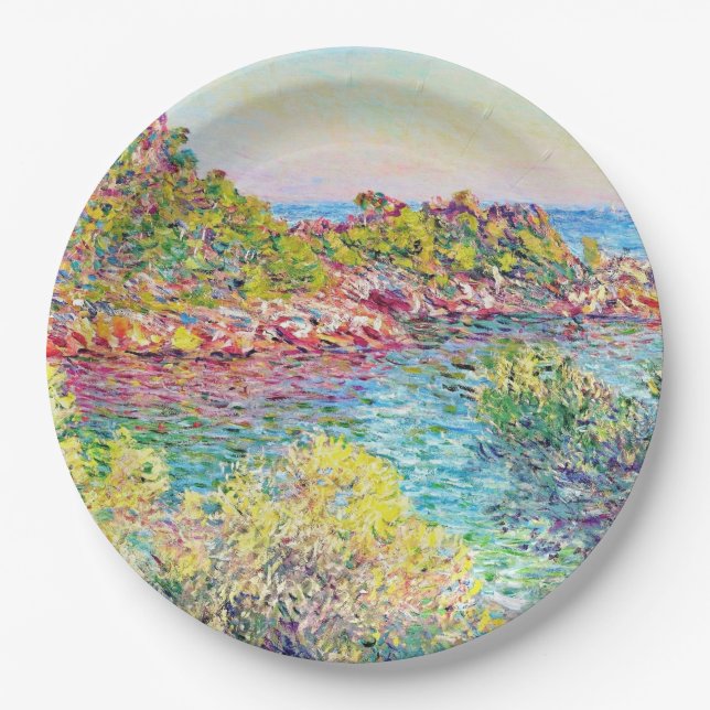 Landscape Near Monte Carlo (by Claude Monet) Paper Plate (Front)