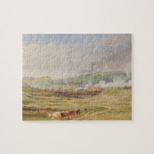 Landscape near Swansea, South Wales (oil on panel) Jigsaw Puzzle