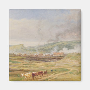 Landscape near Swansea, South Wales (oil on panel) Magnet