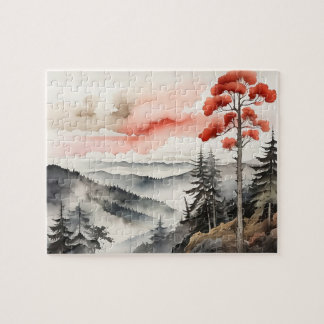 Landscape of Forest - Water Color Jigsaw Puzzle