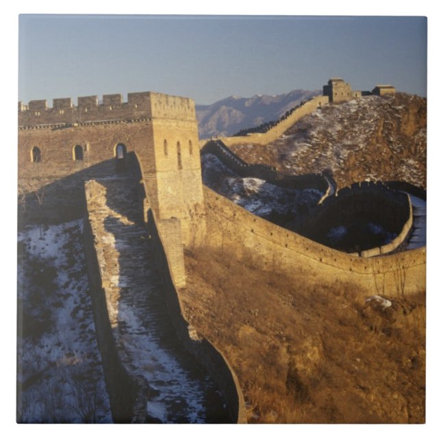 Landscape of Great Wall under sunset, China Tile (Front)