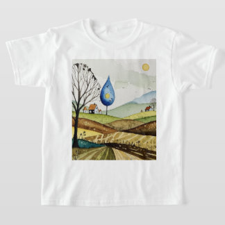 landscape of hills with small houses T-Shirt