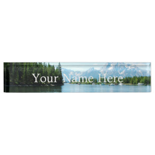 Landscape of lake, mountain, sky, add your name nameplate