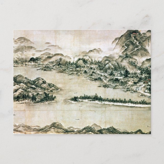 Landscape of mountains and a river postcard (Front)