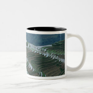 Landscape of rice terraces in the mountain, 2 Two-Tone coffee mug