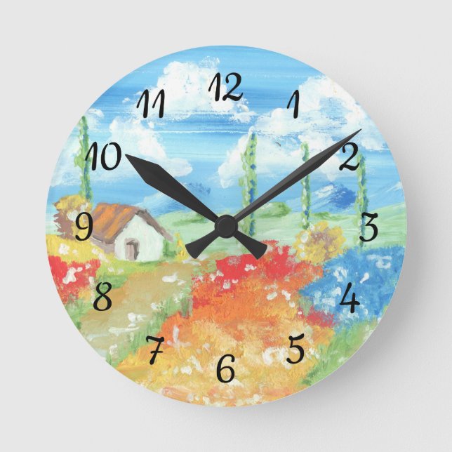 Landscape of the vastness of Tuscany Round Clock (Front)