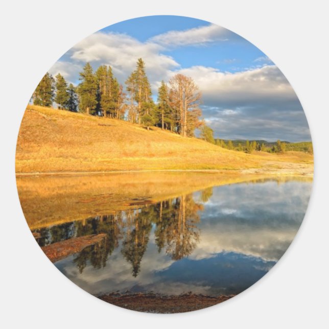 Landscape of Yellowstone Classic Round Sticker (Front)