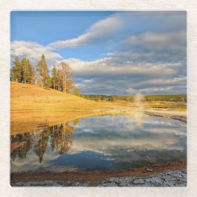 Landscape of Yellowstone Glass Coaster (Front)