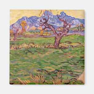 Landscape, Olive Tree, Mountains Van Gogh Fine Art Magnet