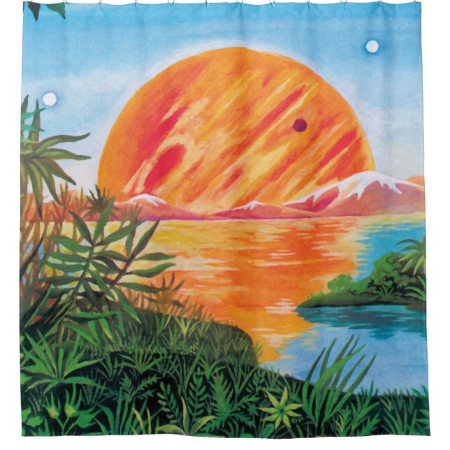Landscape on Europa - Sci Fi Jupiter Moon Painting Shower Curtain (Front)