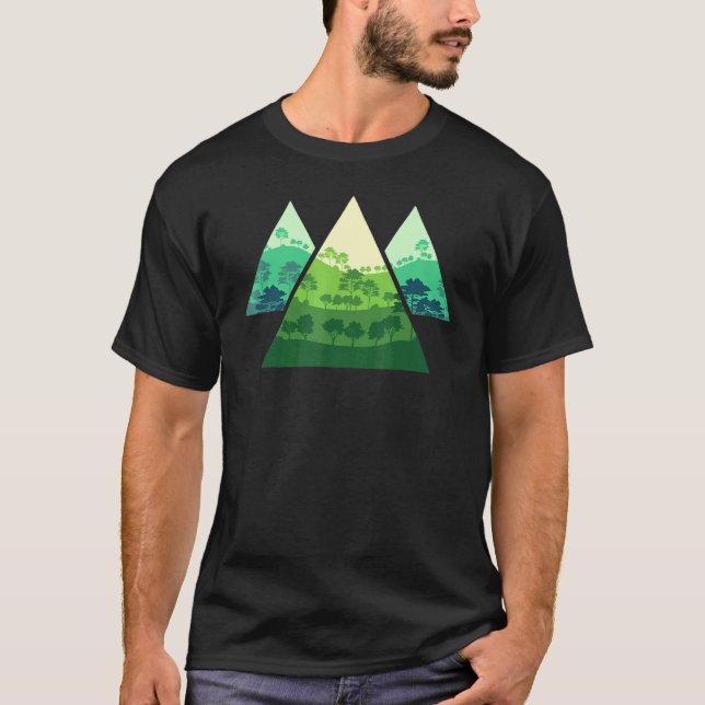 Landscape Outdoor Wild Nature Trees Wildlife Trian T-Shirt (Front)