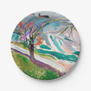 Landscape Painting Edward Munch Paper Plate