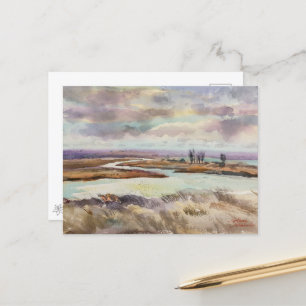 Landscape painting. Wild nature art Postcard
