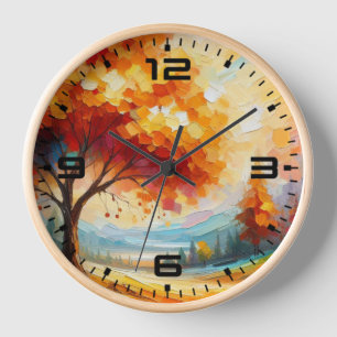 Landscape Painting With Bright Colours Clock