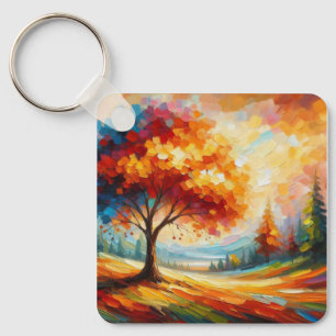 Landscape Painting With Bright Colours Key Ring