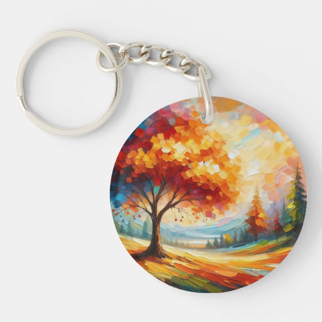 Landscape Painting With Bright Colours Key Ring (Front)