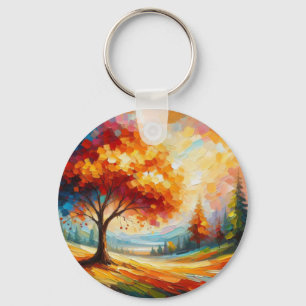Landscape Painting With Bright Colours Key Ring