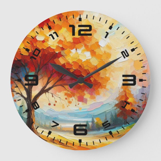 Landscape Painting With Bright Colours Large Clock (Front)
