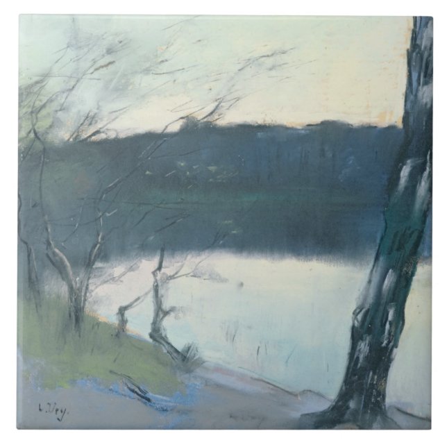Landscape (pastel on canvas) ceramic tile (Front)