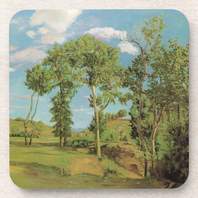 Landscape Paysage Frederic Bazille Impressionist Coaster (Front)