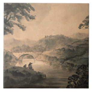 Landscape (pen & ink wash) ceramic tile