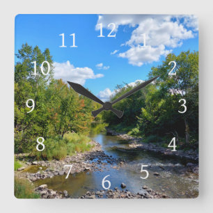 Landscape Photo 176 river Square Wall Clock