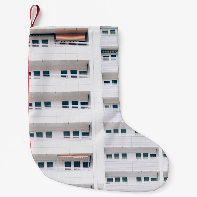 LANDSCAPE PHOTO OF BUILDING WINDOWS SMALL CHRISTMAS STOCKING (Front)