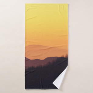 LANDSCAPE PHOTO OF FOREST DURING GOLDEN HOUR BATH TOWEL