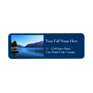 landscape photo of lake, sky, mountain personal return address label