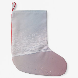 Landscape photo of seashore small christmas stocking