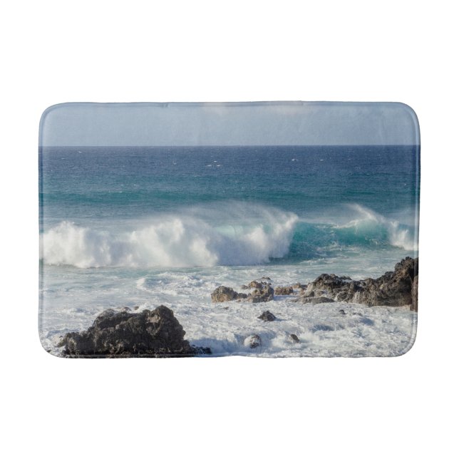 Landscape Photograph, Waves In Maui Bath Mat (Front)