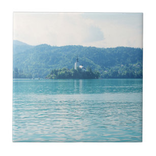 Landscape Photography Lake Mountain Blue Slovenia Ceramic Tile