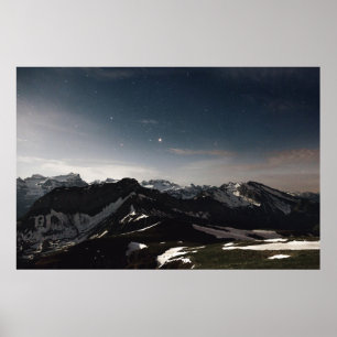 LANDSCAPE PHOTOGRAPHY OF BLACK AND WHITE MOUNTAIN POSTER