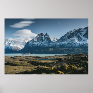 LANDSCAPE PHOTOGRAPHY OF BLACK AND WHITE MOUNTAIN POSTER