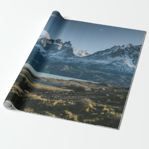 LANDSCAPE PHOTOGRAPHY OF BLACK AND WHITE MOUNTAIN WRAPPING PAPER
