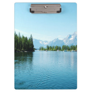 Landscape photography of lake, mountain, sky, tree clipboard