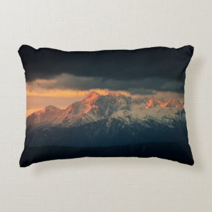 LANDSCAPE PHOTOGRAPHY OF SNOW MOUNTAINS UNDER NIMB DECORATIVE CUSHION