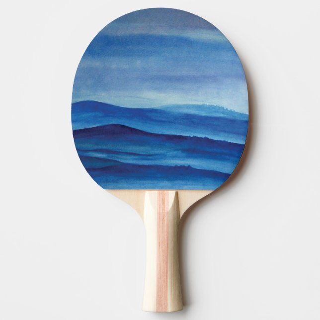 Landscape Ping Pong Paddle, Red Rubber Back Paddle (Front)