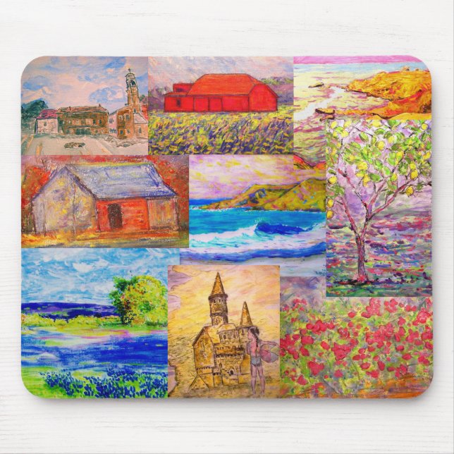 landscape pop art collage mouse pad (Front)