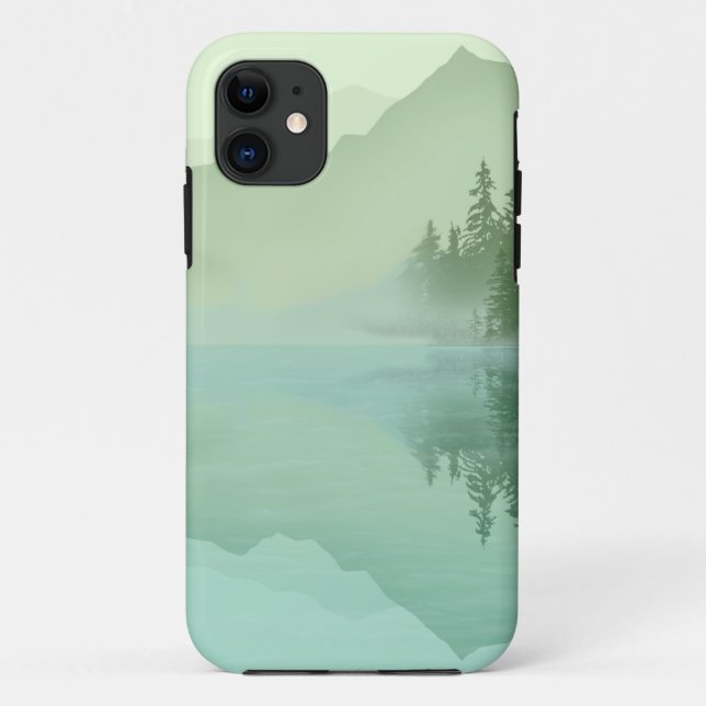 Landscape Reflection Lake Trees Green Case-Mate iPhone Case (Back)