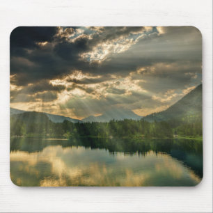 Landscape Scene - Lake, Trees, Mountains and Sky Mouse Pad