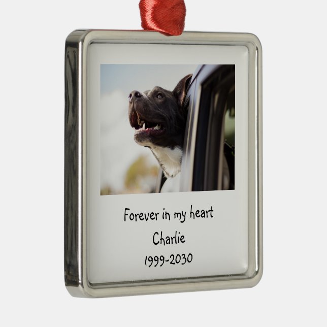 Landscape Size Photo Memorial Keepsake Pet Dog  Metal Ornament (Right)