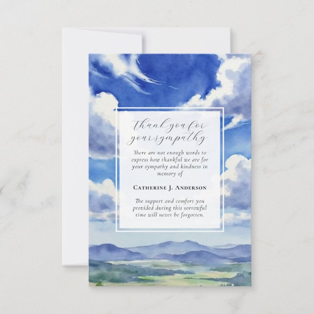 Landscape Sky Memorial Photo Sympathy Funeral Thank You Card (Front)