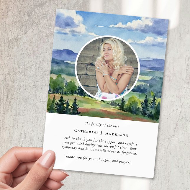 Landscape Sky Memorial Photo Sympathy Funeral Thank You Card (Creator Uploaded)